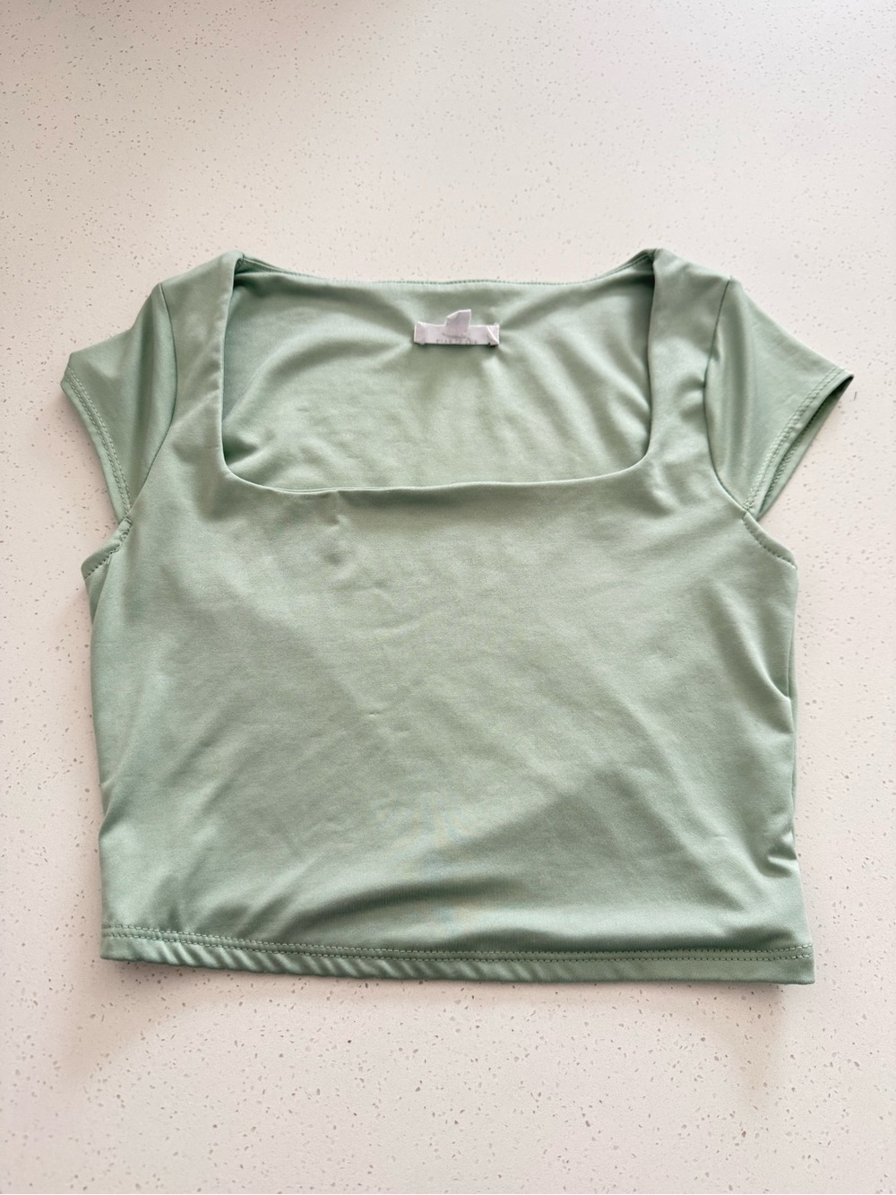 Square-Neck Crop Top in Sage Green